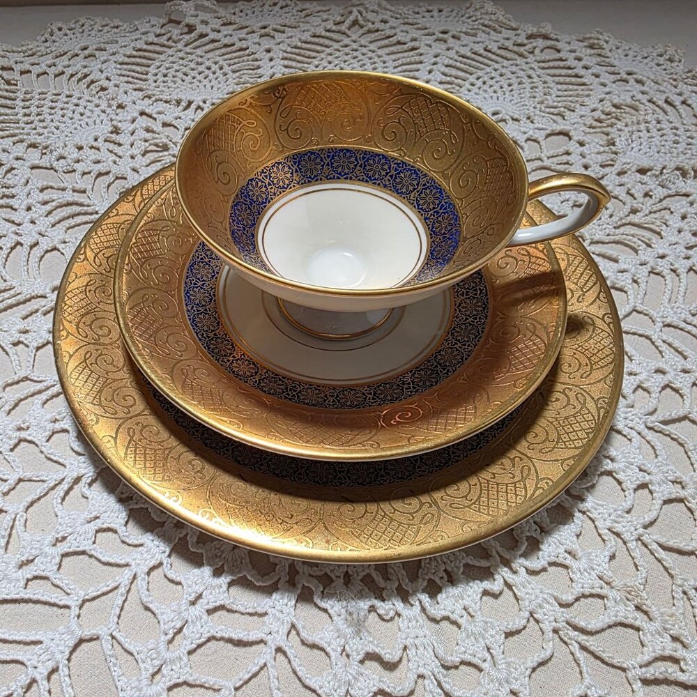 Tettau Echt Bavaria 22K Gold Tea Set Trio Made in Germany